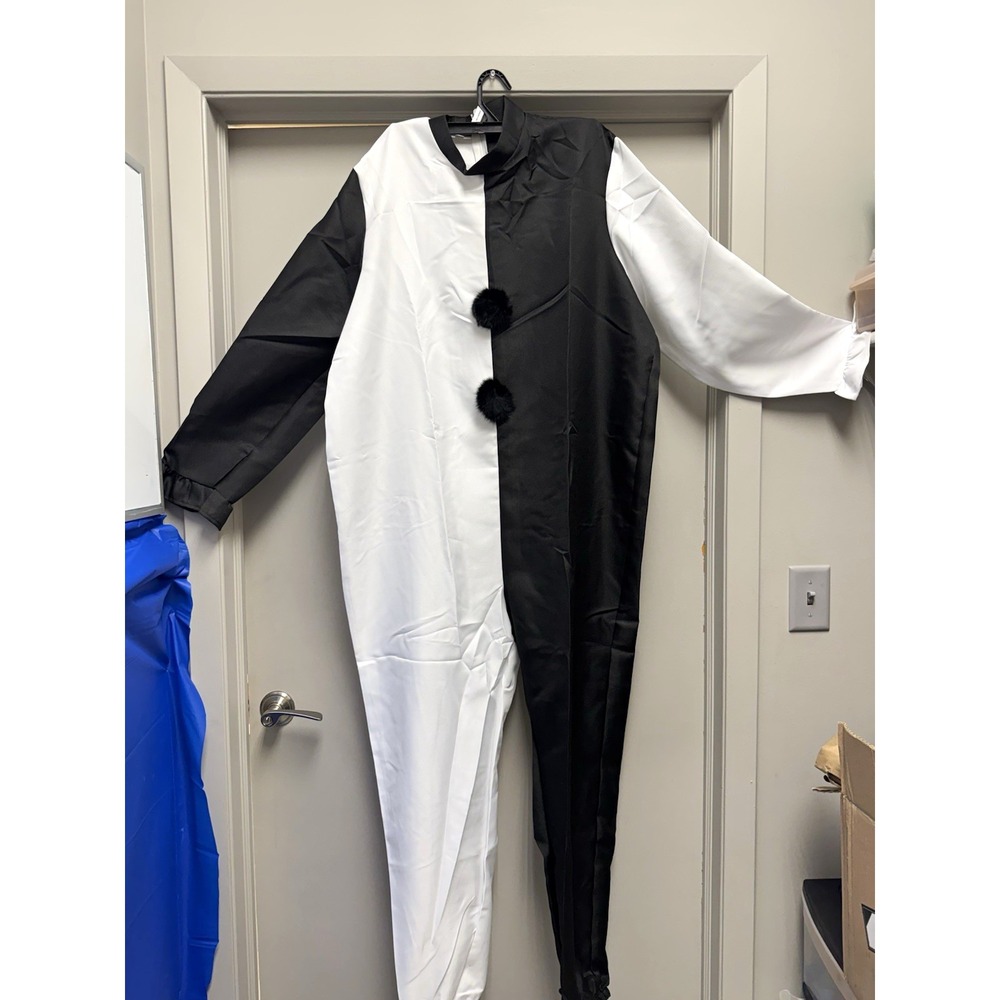 Black & White Clown Costume Complete Outfit XXL Polyester One-Piece Suit
